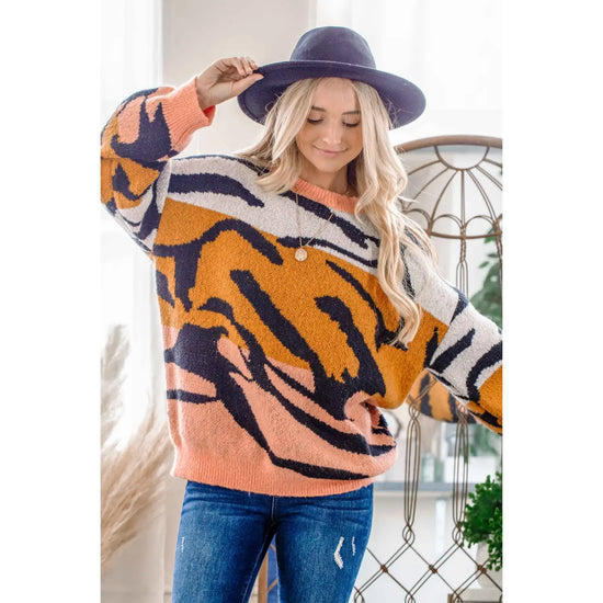 Load image into Gallery viewer, Zebra Print Sweater Top
