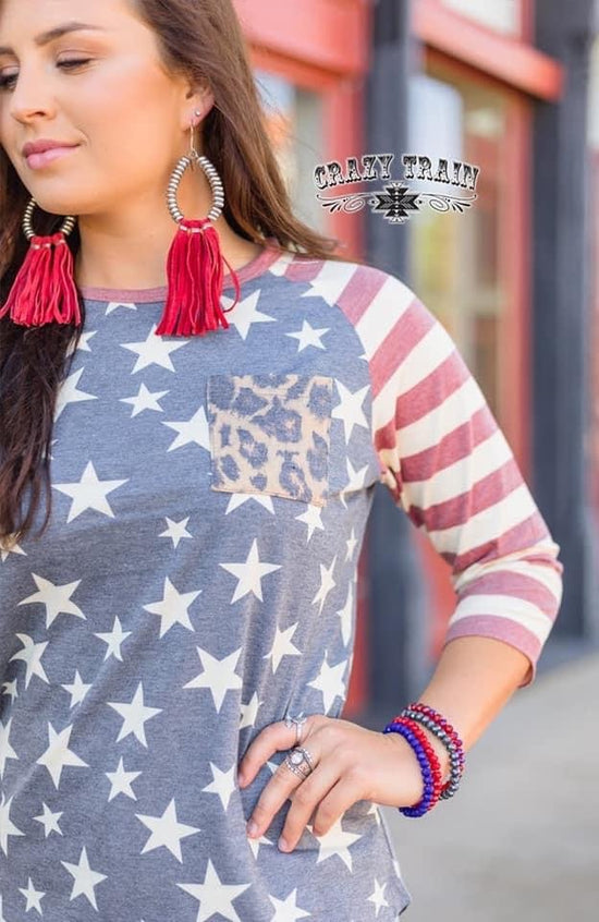 Load image into Gallery viewer, Reagan Raglan Top w/Stars and Stripes
